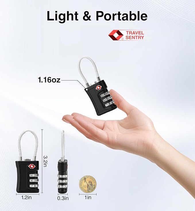 TSA Locks for Luggage, 3 Digit Combination, Suitcase Locks TSA Approved, Easy Read Dials, Luggage Locks for Suitcase, Toolbox, Backpack, Bag, Gym Locker - Image 4