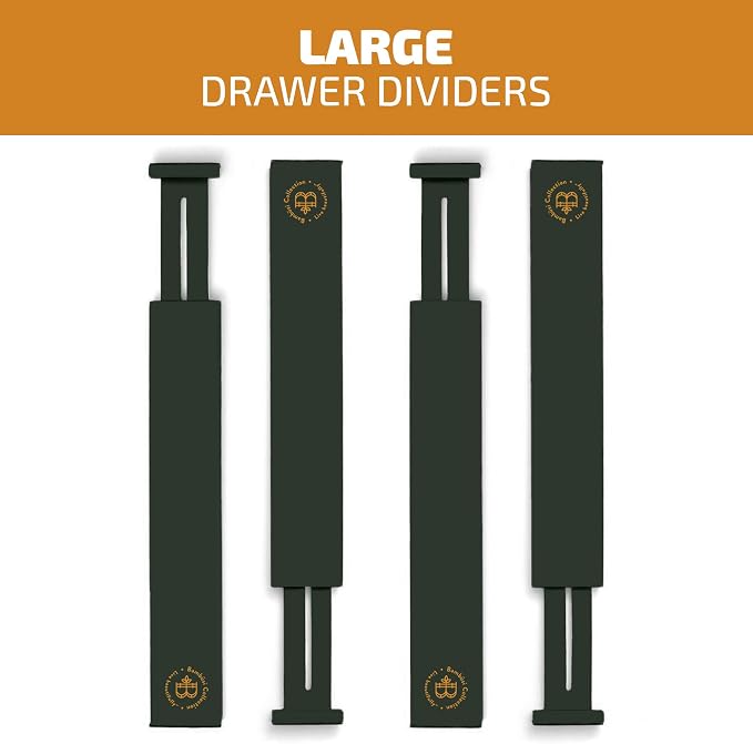 4-Pack Drawer Dividers 2.6-Inch High Dresser Organizer 16 to 22 Inch, Black | Bamboo, Spring Loaded, No Tools Needed, Fits Wide Drawers for Socks, Clothes, Utensils, Bedroom, Bathroom, Kitchen, Office - Image 7