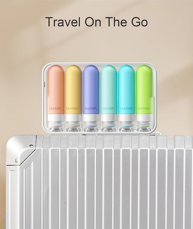 Quatish Travel Bottles for Toiletries 6 Pack, Original Patented Leakproof 3 oz Tsa Approved Travel Size Containers, BPA Free Silicone Shampoo and Conditioner Bottles, Camping Essentials - Image 7