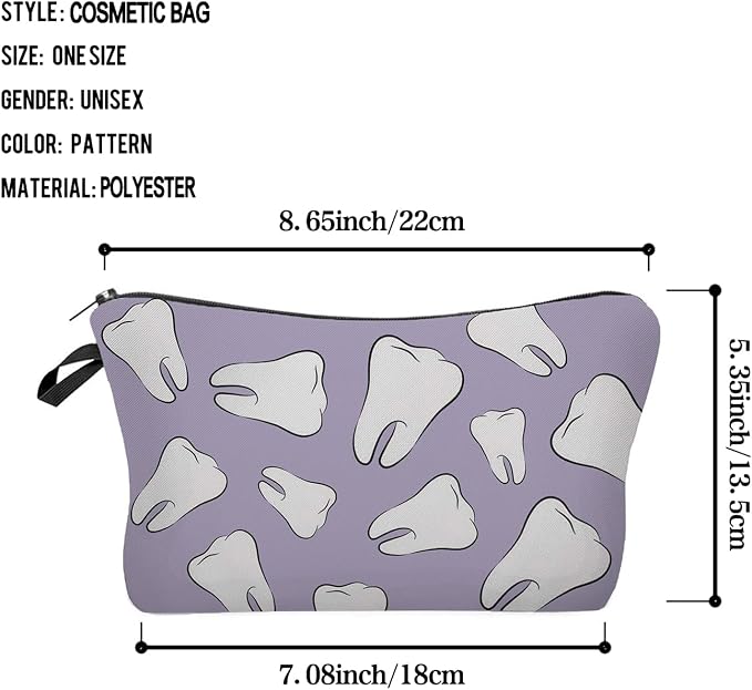 Livel lhood Tooth Dental Cute Small Makeup Bag | Printed Padded Cosmetic Organizer Zipper Pouch, Tooth Dental Gift for Women Friends - Image 2