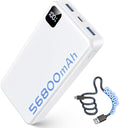 Portable Charger 56800mAh, 22.5W Fast Charging Power Bank with LED Display | Portable Phone Charger for Camping Travel Essential Compatible with iPhone 17/16/15/14/13 Series, Samsung, Google, iPad-White by Unknown