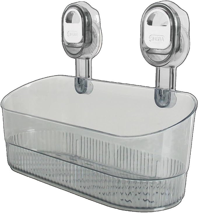 Heavy Duty Shower Shelf No Drill, Suction Bathroom Organizer with Drain | Powerful suction cups, removable reusable shelf. Fits shampoo, soap, razor, toothbrush and bathroom toiletries by ZAXPHUMAX