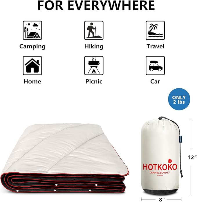 Puffy Camping Blanket,Large Camp Blanket Outdoor Camping Quilt Waterproof | Lightweight Printed Warm Packable Down Alternative Blanket for Camping,Traveling, Stadium, Hiking, Picnics - Image 4