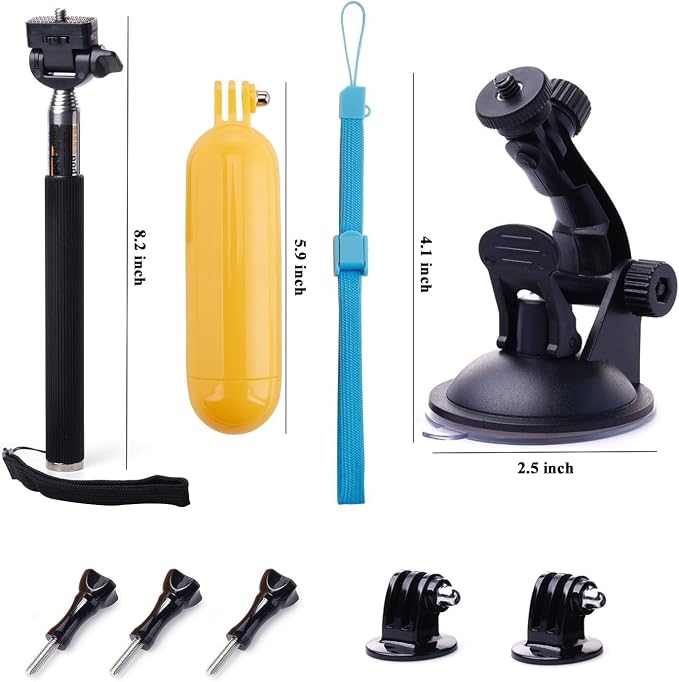 Floating Hand Grip Action Camera Accessories Kit Compatible with AKASO | Compatible With GoPro Hero 13 12 11/AKASO/DJI Osmo Action 5 pro, Selfie Stick, Waterproof Stick Handle, Suction Cup Mount - Image 2