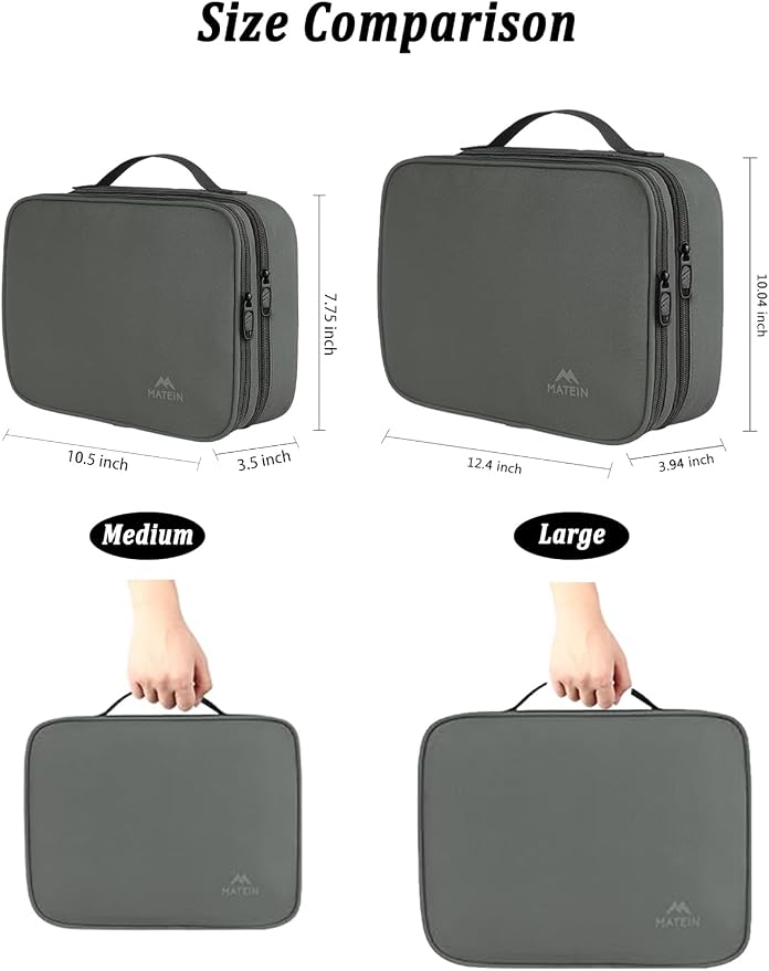 MATEIN Cord Organizer Bag, Travel Universal Cable Organizer Case, Grey | Sturdy Accessories Pouch with Handle, Medium Electronic Carrying Bag for Cable, Tech Organizer Pouch - Image 2