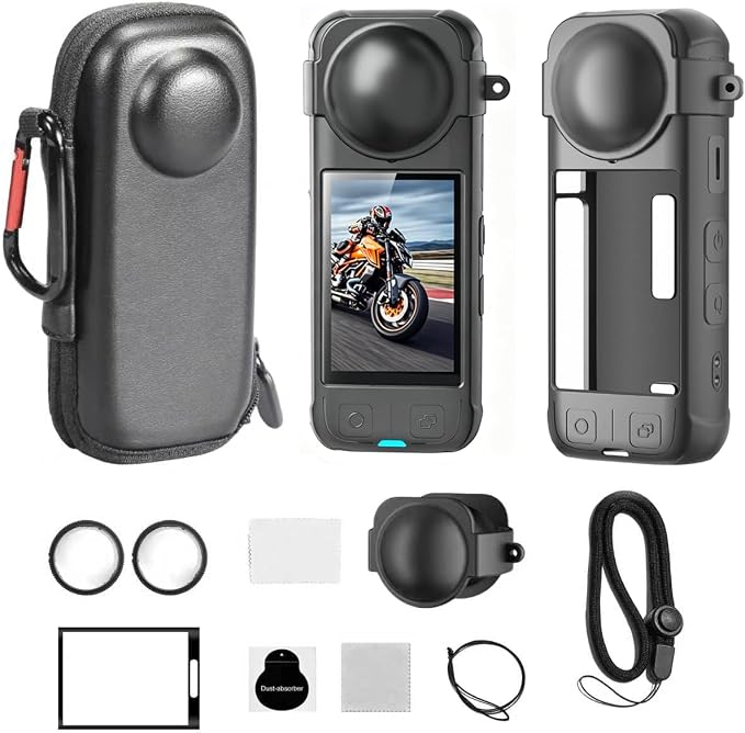 JasonMighty Accessory Kit for Insta360 X4 (Not Fit for X4 Air) | Camera Case,Silicone Cover,Lens Guards,Screen Tempered Glass ,Provide full camera protection,easy to install by Unknown