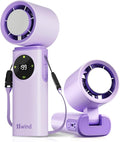 6000mAh Portable Handheld Fan with Ice Cooling, 199 Levels Stepless Speed, 20H Long Battery Life, 20000RPM Turbo Fan Rechargeable Personal Mini Fan for Travel, Outdoor, Makeup (Purple) by SSWind