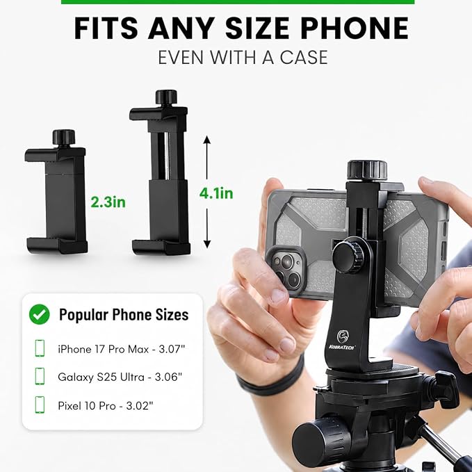 iPhone Tripod Mount Adapter with Bluetooth Remote - Fits All Phones - Image 4