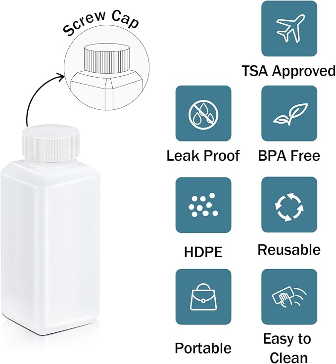 3.6oz/110ml Leak Proof Plastic Bottles with Caps for Liquids Sample, Reusable Small Bottles Containers for Travel, Camping and Hiking (Translucent, 10 Pcs) - Image 3
