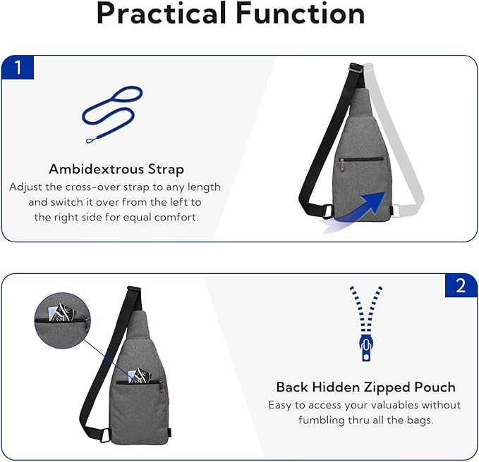 WATERFLY Medium Crossbody Sling Backpack Anti Theft Backpack for Traveling Chest Shoulder Bag - Image 4