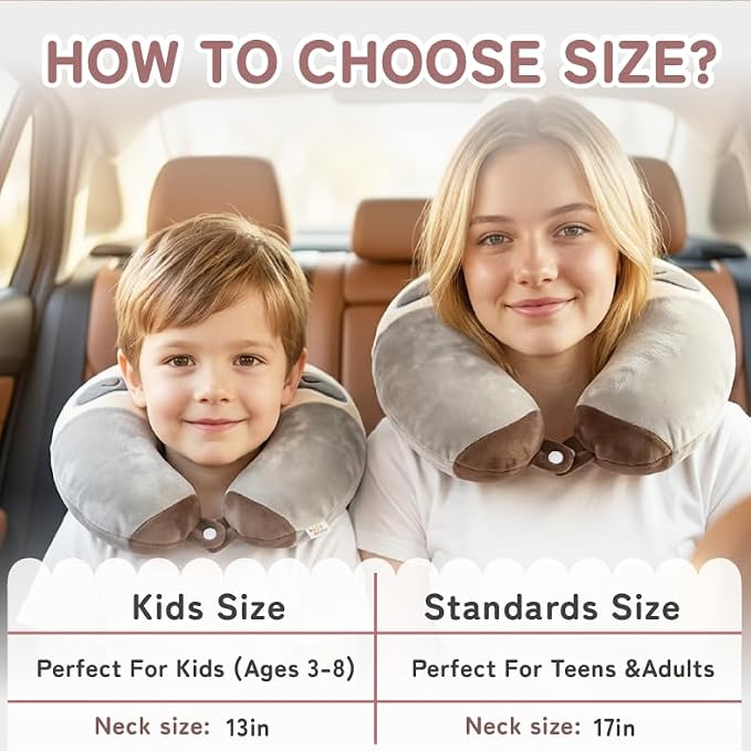 Kids Travel Neck Pillow for Ages 3-8, Memory Foam, Removable Cover, Sloth | Machine washable, 13 in neck size, hidden zipper, 360-degree head and chin support, car seat and airplane use - Image 2