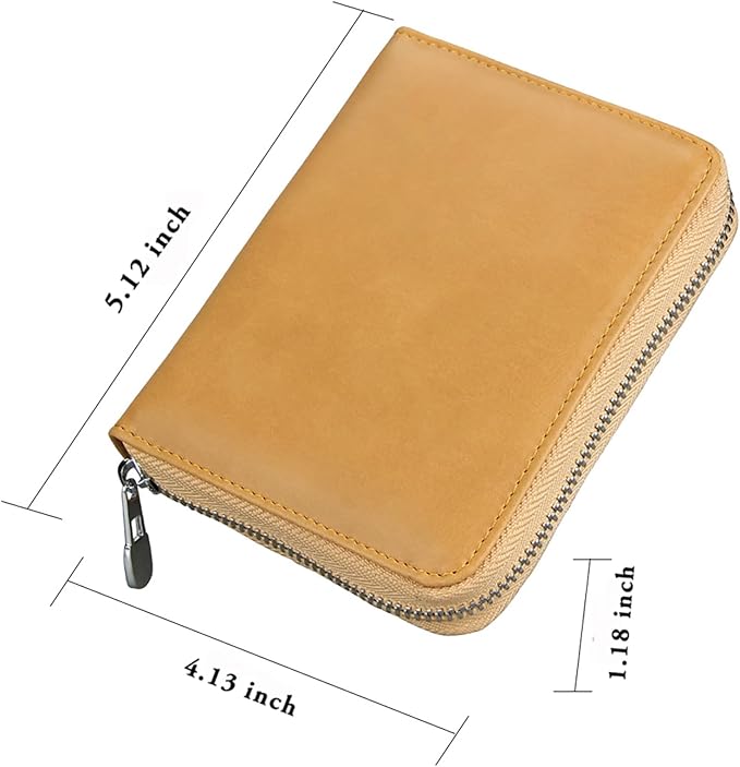 RFID Blocking 24 Slot Credit Card Holder Wallet Real Leather Multi Card Organizer Wallet with Zipper - Image 4
