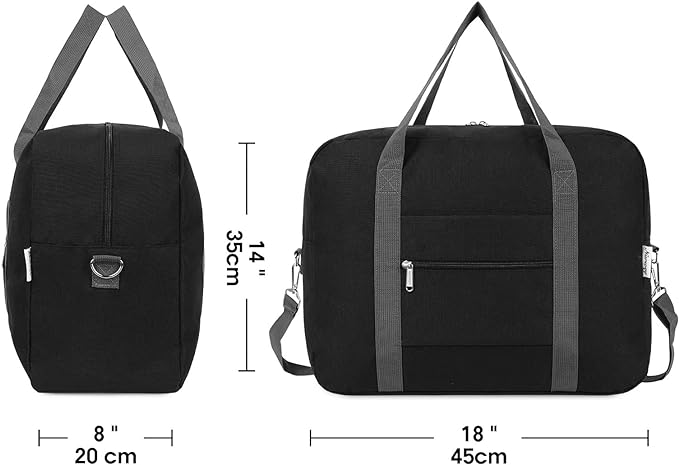 For Spirit Airlines Personal Item Bag 18x14x8 Foldable Travel Duffel Bag Tote Duffle Carry on Luggage for Women and Men 30L(Black (With Shoulder Strap)) - Image 4