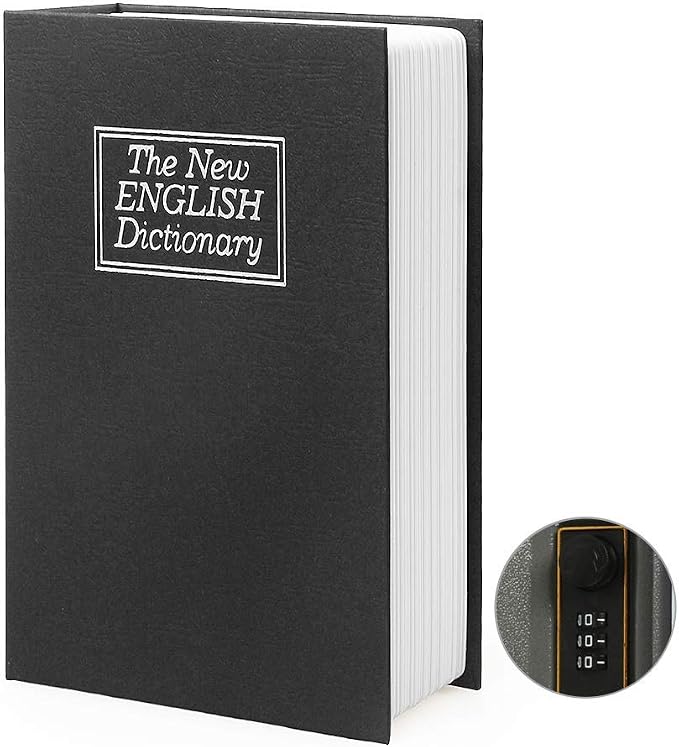 Large Diversion Book Safe Storage Box (Size 10.5"×8"×2.6") With Security Combination Lock, Dictionary Secret Hidden Safe (Black Dictionary-Combination) by PACOLO