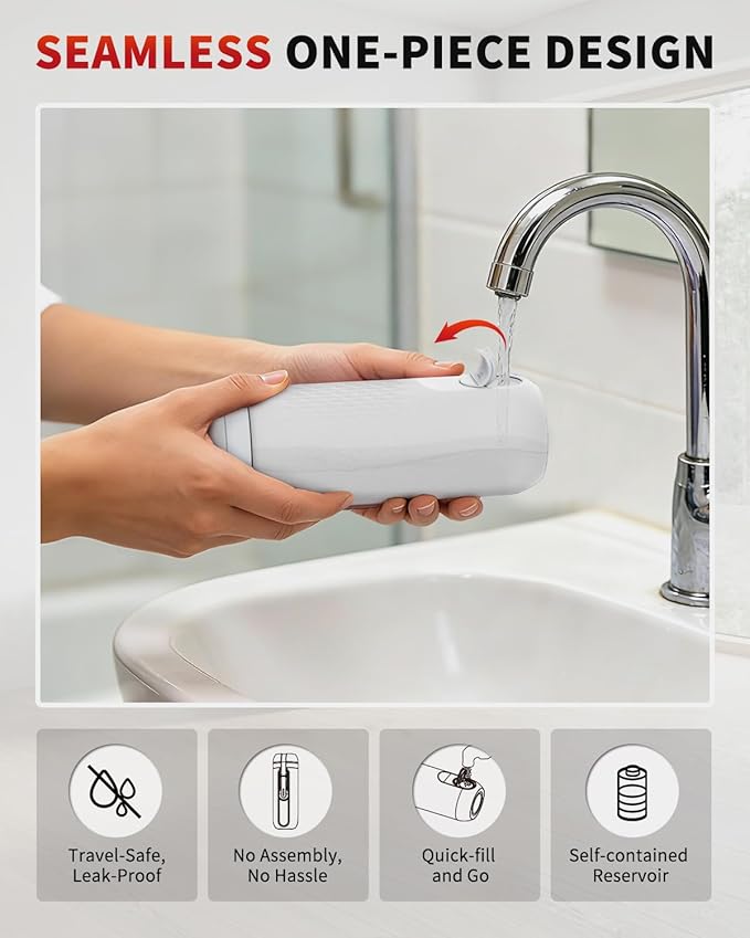 Rainsworth Portable Electric Bidet, 350ml, for Travel & Personal Care | Large Capacity, Rechargeable 1600mAh, USB-C Port, Adjustable Nozzle, Dual Flow Modes, IPX6 Waterproof,Leak-Proof Design - Image 3
