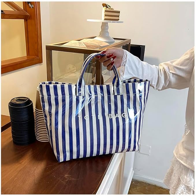 Lushandy PVC Tote Bag for Women Jelly Beach Bag Top Handle Hobo Handbag | Water-Resistant, Wipe Clean, Lightweight - Image 3