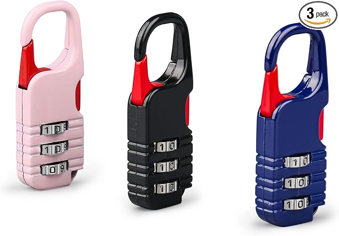 3 Pcs Mini Padlock with Combination, Cute Locks for Kids Diary Backpack | 3 colors (pink + blue + black), Zinc Alloy Material, Ideal for Kids' Chests, Backpacks & School Lockers by BARRYSAIL