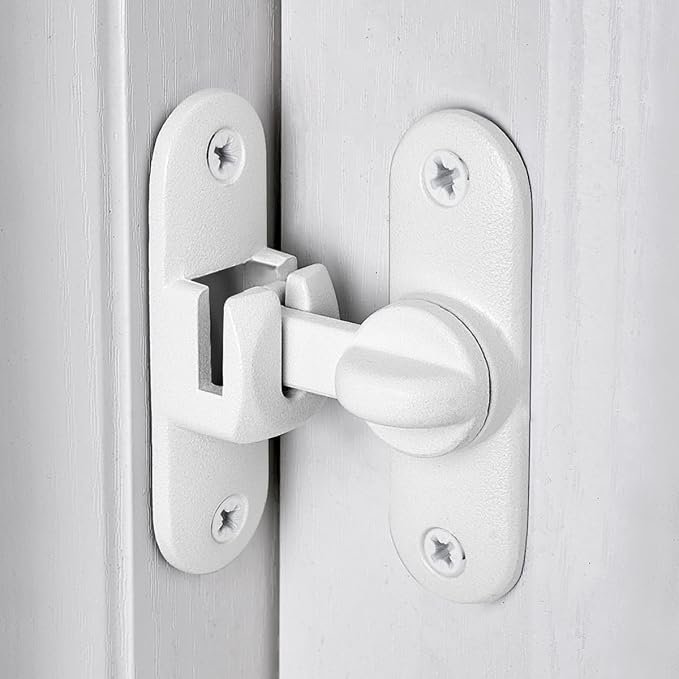 2 Pcs Matte White 90/180 Degree Sliding Door Latches,Zinc Alloy Flip Latch | Barn Door Latch,Cabinet Lock,Right Angle Door Lock,for bedroom,cabinet,drawer,Gardens,Wine Cabinet,garage,window,Pet Cage - Image 3