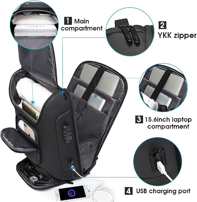 BANGE Business Backpack,Laptop Backpack with USB Charging Port, Slim Business Backpacks Fit for 15.6 INCH,Men Traveling Backpackfor Men and Women - Image 2