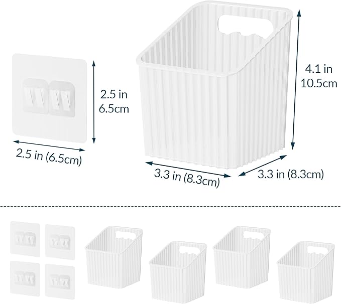 NiHome 4-Pack Cabinet Door Organizer, Adhesive RV Camper Wall Storage Caddy | No-Drill Plastic Bin With Drain Holes For Kitchen Bathroom Pantry Organization, Space Saving Small Item Holder, White - Image 7