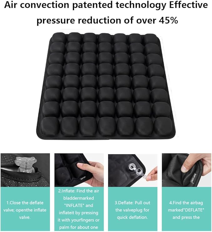 Sondur Travel Cushion, Portable Airplane Seat Cushion for Long Flights 3D Air Cel Inflatable Seat Cushion for Air Travel with Air Pump for Car,Office,Stadium,Ergonomic Comfort Support,Heavy Duty - Image 4
