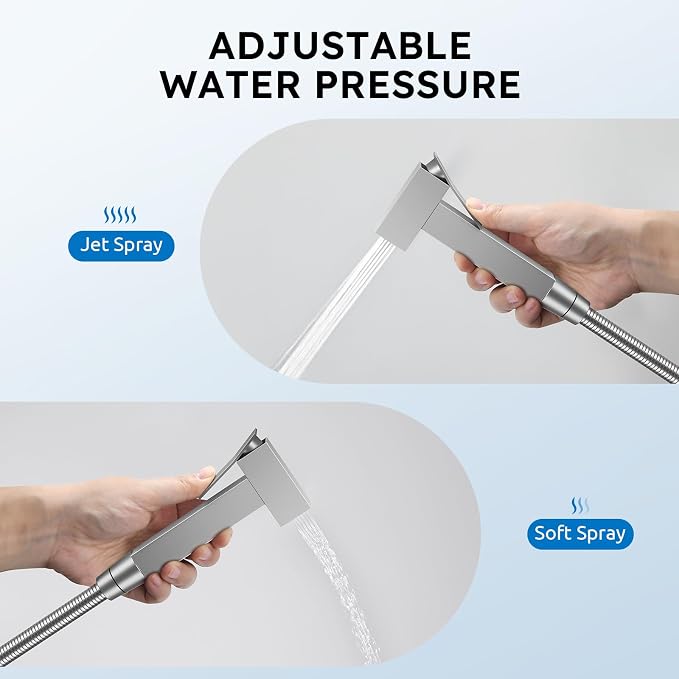 Arofa Built-in Hot and Cold Bidet Sprayer for Toilet, Warm Water Bidet | Wall-Mounted Design, Dual Control Modes, Leak-Free Hose, Feminine/Baby/Pet Wash, Cloth Clean & Rinse, Stainless Steel, Square - Image 5