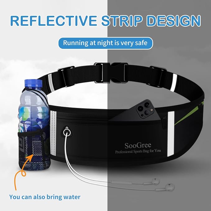 SooGree Slim Running Belt Sport Fanny Pack for Women Men,Reflective Waist Pack Runner Pouch Belt, Zipper Waterproof Running Phone Holder Jogging Pouch for Phone Money (GSP8806 Blue) - Image 4