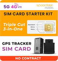 GPS Tracker SIM Card Starter Kit | 3 in 1 Universal Simcard: Standard, Micro, Nano for Kids Senior Pet Car Fitness Activity 5G 4G LTE Tracking Devices | No Contract by SpeedTalkMobile