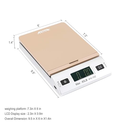 Acteck A-CK65GS High Accuracy 0.1OZ Digital Shipping Scale, Postal Scale and Mail Scale (65LB Gold) - Image 3