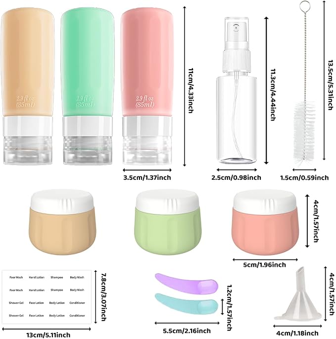 vodvob TSA Approved Travel Bottles Set, 16 Pack Leak Proof Silicone Refillable Containers for Toiletries, Perfect for Shampoo, Conditioner, Lotion & Travel Essentials (tz-1) - Image 9