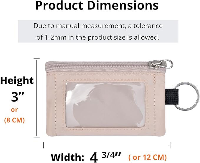 RFID Blocking Travel Wallet with Adjustable Lanyard, Small Nylon Zipper Pouch and Badge Holder for ID, Credit Cards, Cash, Keys, Commuters (Almond White) - Image 3