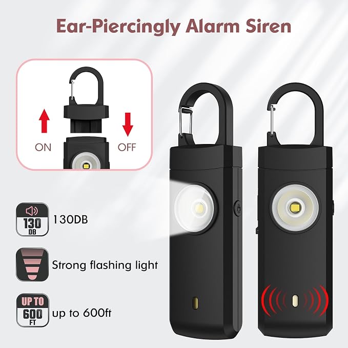 Rechargeable Personal Alarm for Women - 2 Pack Christmas Birthday Gifts for Women, Daughter, College Student, Teen Girl, Night Workers, Elders, Kids, Siren Alarm, USB Charging, Aqua&Black - Image 2