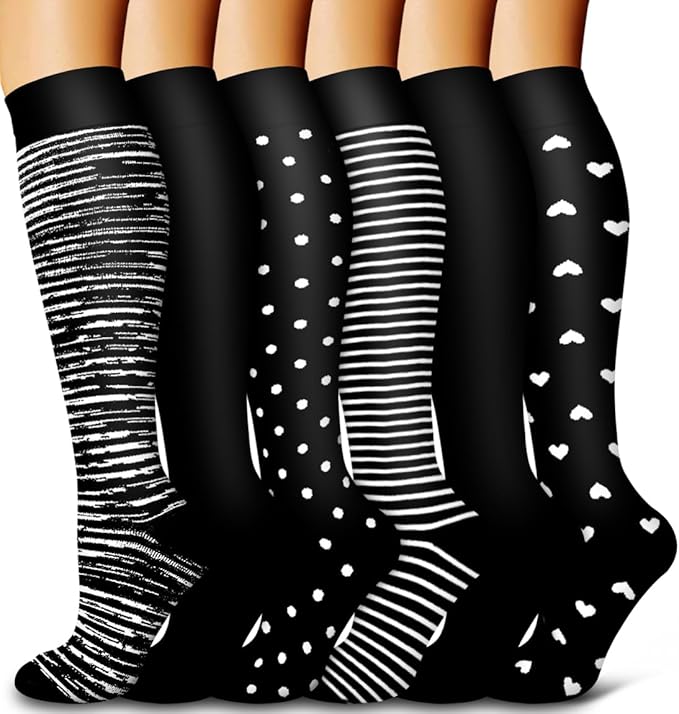 6 Pack Copper Compression Socks for Women and Men Circulation-Best Support for Medical,Running,Nursing,Athletic by Bluemaple