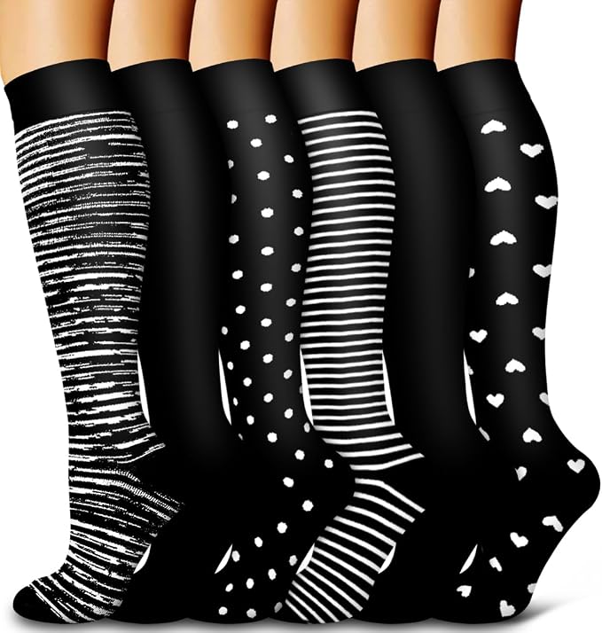 6 Pack Copper Compression Socks for Women and Men Circulation-Best Support for Medical,Running,Nursing,Athletic by Bluemaple