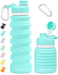 Nefeeko Collapsible Water Bottle, 26oz Silicone Foldable Water Bottles | Leakproof BPA Free Travel Water Bottles with Carabiner,Portable Sport Water Bottles for Camping,Hiking Outdoor Indoor Sport by Nefeeko