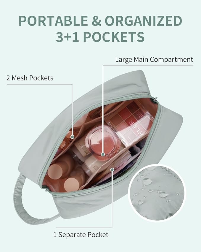 Narwey Quilted Makeup Bag Puffy Make up Bag Cosmetic Bag Organizer, Puffer Travel Toiletry Bag for Traveling Women Girl, Travel Bag for Toiletries, Skincare Medicine Bags (Sage Green) - Image 4