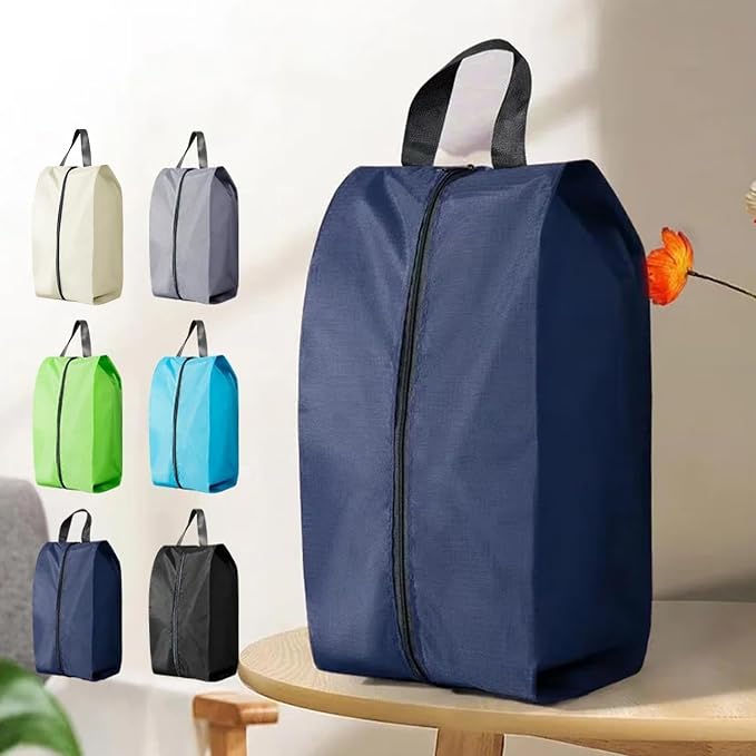 5Pcs Large Travel Shoe Bags Portable Travel Gifts Shoe Organizer with Zipper Closure, Waterproof Nylon Shoe Storage Organizer with Handle Travel Bags For Men and Women, Navy - Image 3