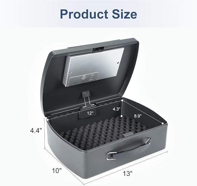 0.21 Cu Ft Portable Steel Security Safe Box with Digital Keypad | Portable Travel Safe Built With Carrying Handle, Ideal For Storing Cash, Jewelry & Documents At Home, Office And Hotel - Image 2