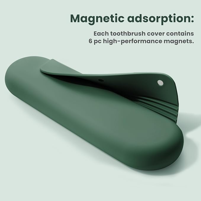 Silicone Electric Toothbrush Travel Case, Manual Toothbrush Travel Cover for Men and Women,Toothbrush for Travel,Gym and More, Fits Most Manual and Electric Toothbrushes - Midnight Green - Image 5