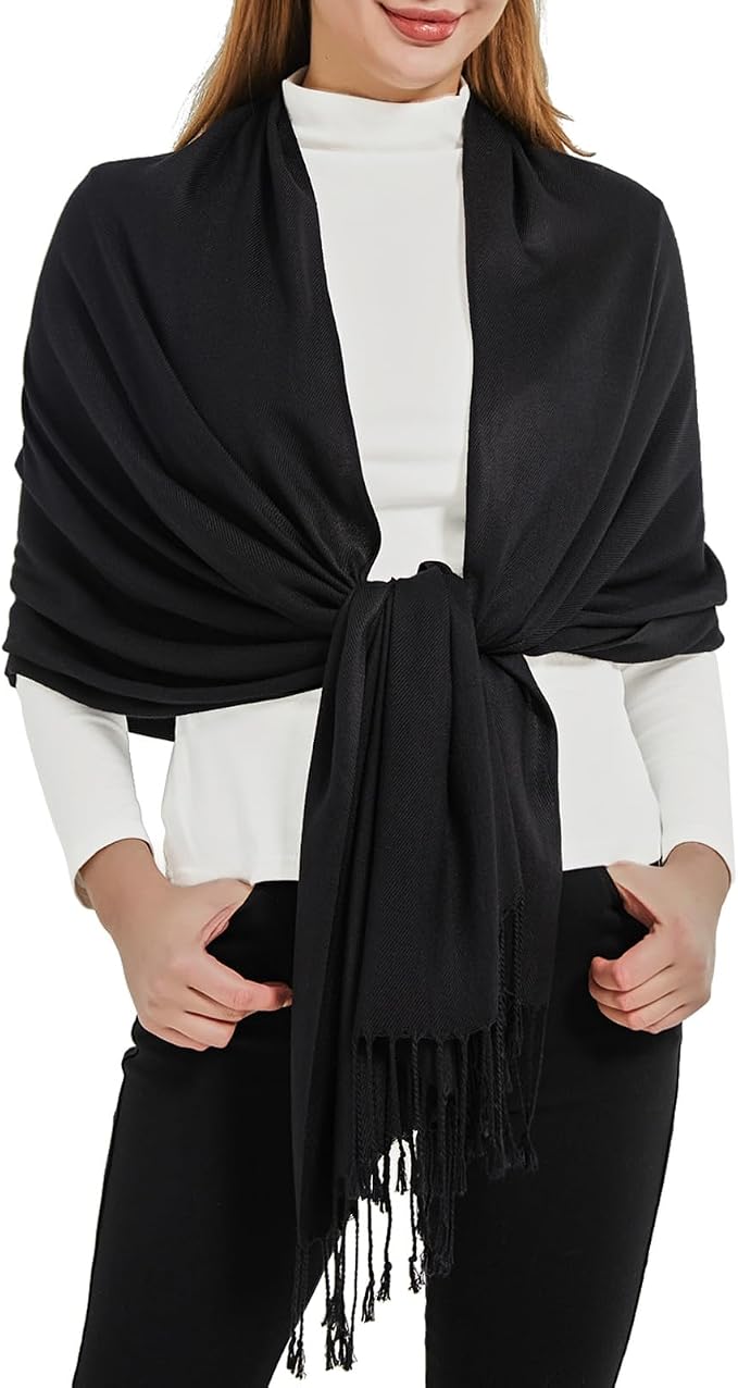 Soft Silky Pashmina Shawl Wraps Solid Colors Scarf for Wedding Evening Dresses by Ronfoxi