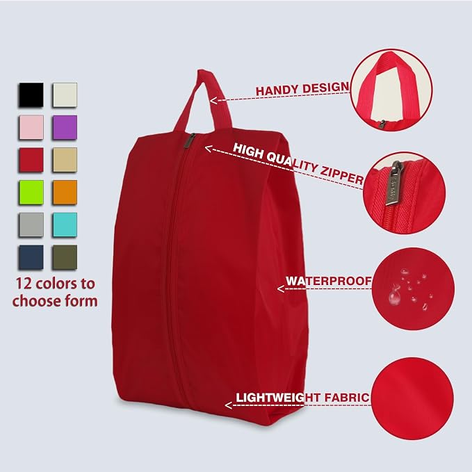 6pcs Portable Shoe Organizer, Travel Pouches with Zipper, Golf Shoe Bags, Clothes Bags, Soccer Cleats Bag Shoe Pouch for Gym, Waterproof, Odor-Resistant (Red) | Golf Shoe Bags, Clothes Bags, Soccer Cleats Bag Shoe Pouch for Gym, Waterproof, Odor-Resistant - Image 4