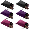 6 Pack Waterproof Nylon Shoe Bags Travel Bags for Men Women (Black+Rose Red+Purple, 15.1"(L) x12.2"(W)) by FASYACO