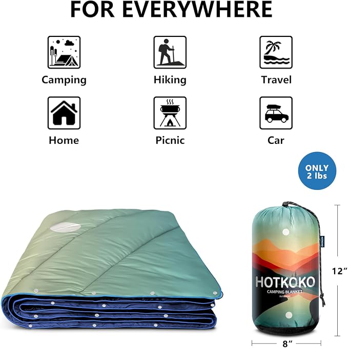 Puffy Camping Blanket,Large Camp Blanket Outdoor Camping Quilt Waterproof | Lightweight Printed Warm Packable Down Alternative Blanket for Camping,Traveling, Stadium, Hiking, Picnics - Image 6