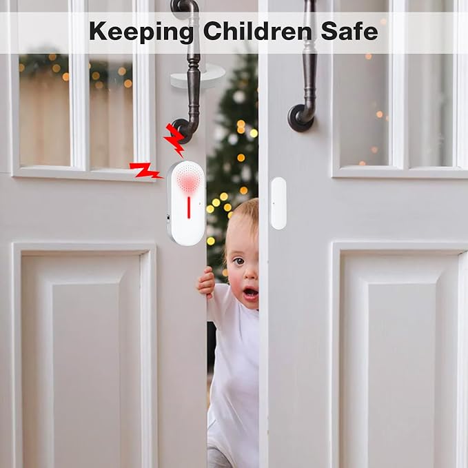 Door Window Alarm, 95DB Door Alarms for Kids Safety, Wireless Sensor Door Window Burglar Alarm-Window Pool Alarms for Home (2 Pack) - Image 2