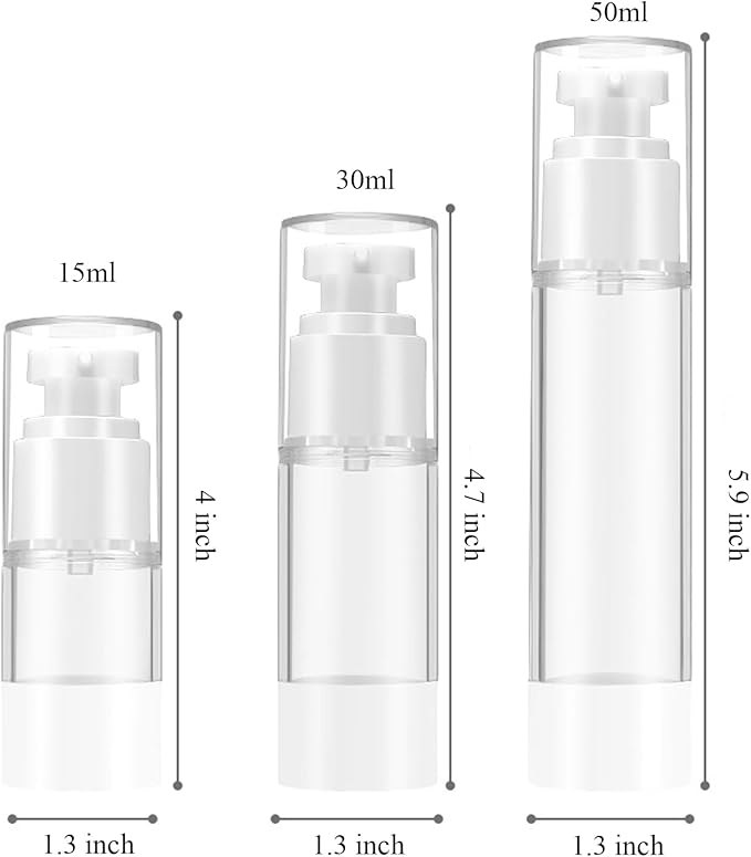 Qeuly 3 Pcs Airless Pump Bottles, Travel Size Pump Bottles(0.5oz+1oz+1.7oz) | Refillable, BPA-Free, Leek Proof Lotion Dispensers for Foundation, Moisturizer, Creams, Cosmetic - Image 6