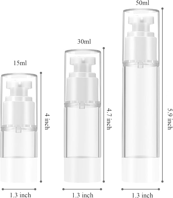 Qeuly 3 Pcs Airless Pump Bottles, 0.5 oz Travel Size Pump Bottles(SN-15) | Refillable, BPA-Free, Leek Proof Lotion Dispensers for Foundation, Moisturizer, Creams, Cosmetic - Image 6