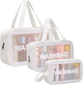 DAPOWER Travel Toiletry Bag for Women and Men, Matte Translucent Shower Bag with Handy Handle, Makeup Cosmetic Organizer Bag for Travel Toiletries Accessories (White) by DAPOWER
