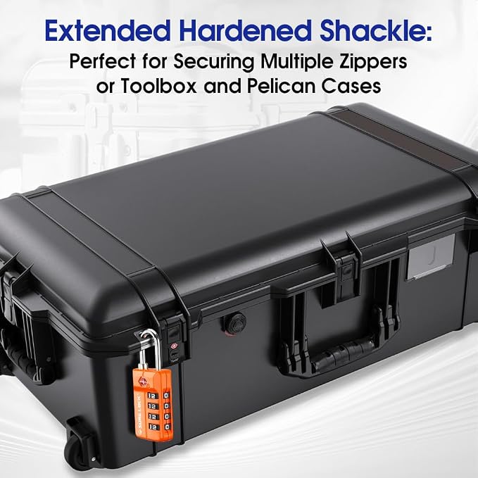 SURE LOCK TSA Approved 4-Digit Resettable Combination Luggage Locks with Open Alert, Easy-Read Dials - for Luggage, School Lockers, Gym, Office, Toolbox & Security Cases (Orange 2 Pack) - Image 8