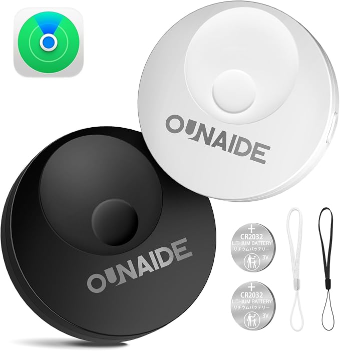 OUNAIDE Air-Tags-2 Pack, Smart Air Tracker Tag, Bluetooth Tracker for Apple Find My (iOS Only), Waterproof Key Finder Tracking Device for Kids Keys Luggage Bags Wallets Pets and More - Black&White by OUNAIDECarAccessories