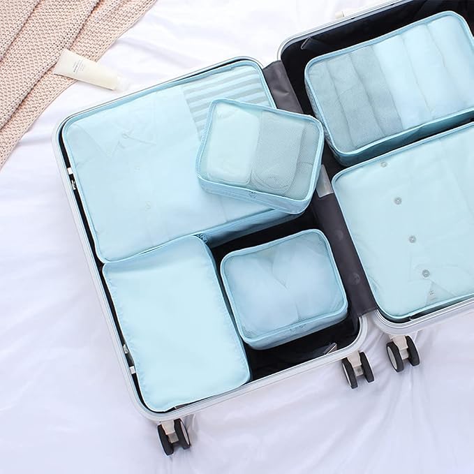 Packing cubes for Travel CALACH Luggage Organizer Bags 6 Set Packing Cubes for Suitcases Travel Essentials for Carry on Mesh Suitcase Organizer with Shoe Bag (blue) - Image 3